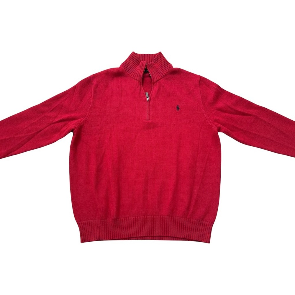 Polo Ralph Lauren Mens Red 1/4 Zip Sweater 100% Cotton Size XL